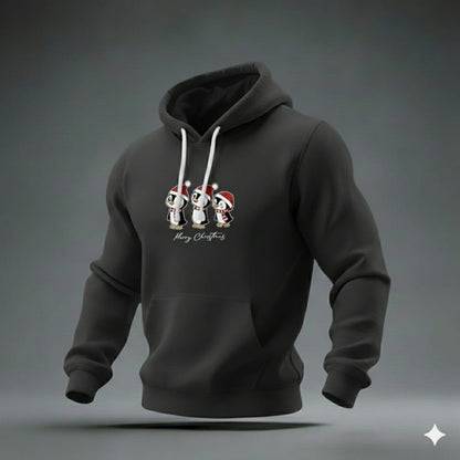 Cute Penguin Christmas Hoodie – Cozy Holiday Pullover for Winter Vibes Black