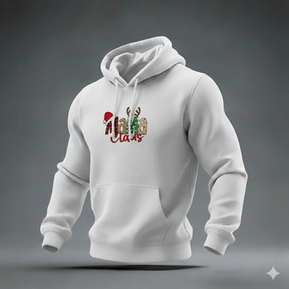 Plaid Pattern Santa Clause Lettering Mama Clause Hoodie