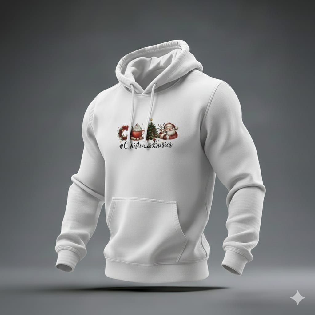 Christmas Basics Hoodie – Cozy Holiday Icons Pullover for Festive Season
