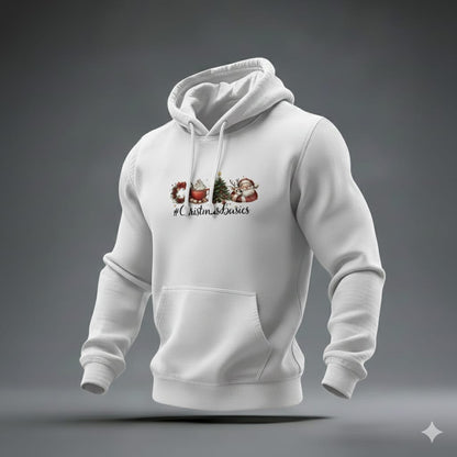 Christmas Basics Hoodie – Cozy Holiday Icons Pullover for Festive Season